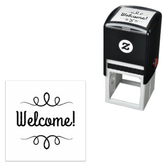 Fancy Welcome Text with Flourishes Self-inking Stamp
