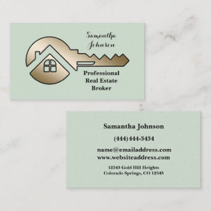 Fancy Whispering Sage Gold Key Real Estate Business Card