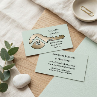 Fancy Whispering Sage Gold Key Real Estate Business Card