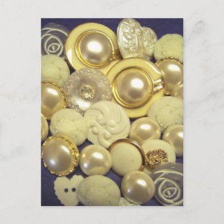 Fancy White Button Collage Postcard