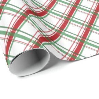 Fancy White Christmas Plaid Wrapping Paper