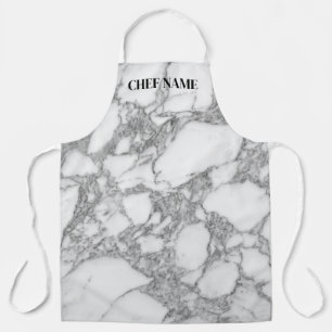 Fancy white marble stone pattern cooking apron