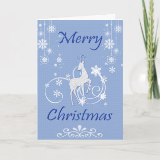 Fancy White Reindeer Holiday Card