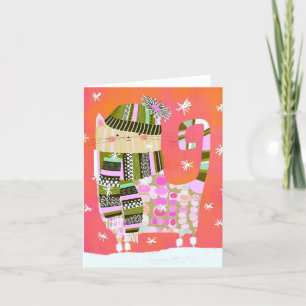 Fancy Winter Cat BLANK Greeting Card
