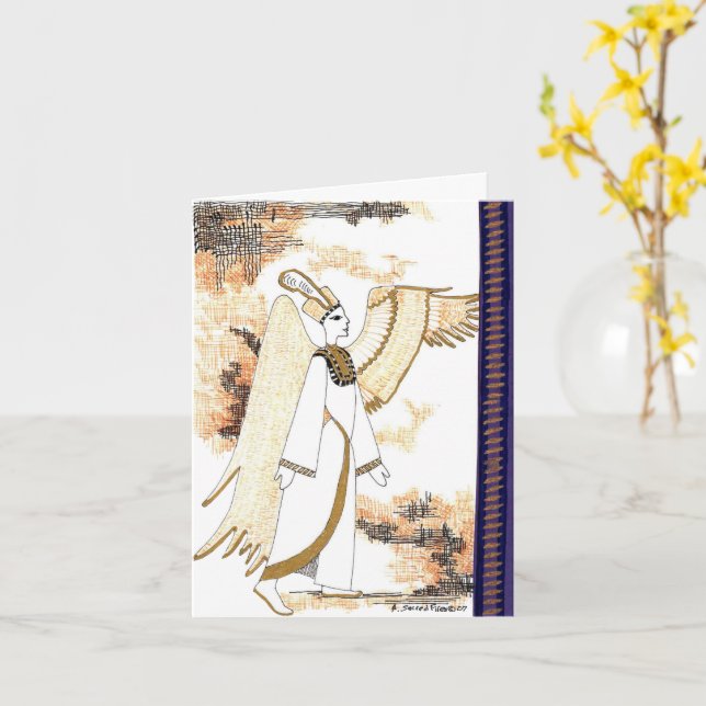 Fancy Womens Egyptian Goddess Printed Card (Yellow Flower)