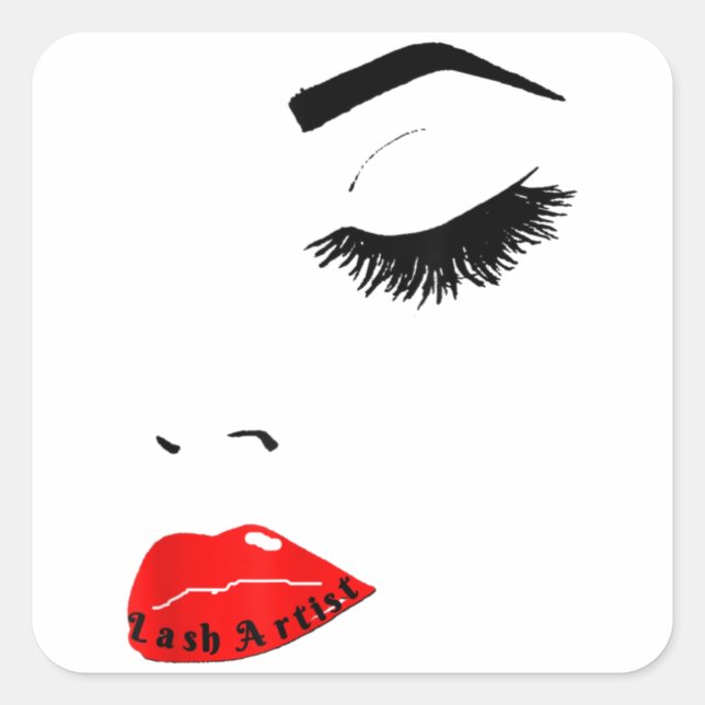 Fancy Women's Makeup-Lash Extensions Artist Print Square Sticker (Front)