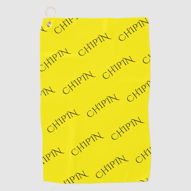 Fancy Yellow "CHIPIN" Golf Towel (Front)