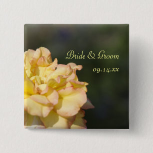 Fancy Yellow Rose Wedding Button