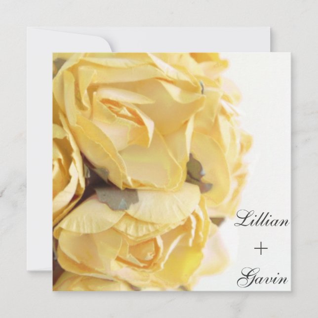 Fancy Yellow Roses Wedding Invitation (Front)