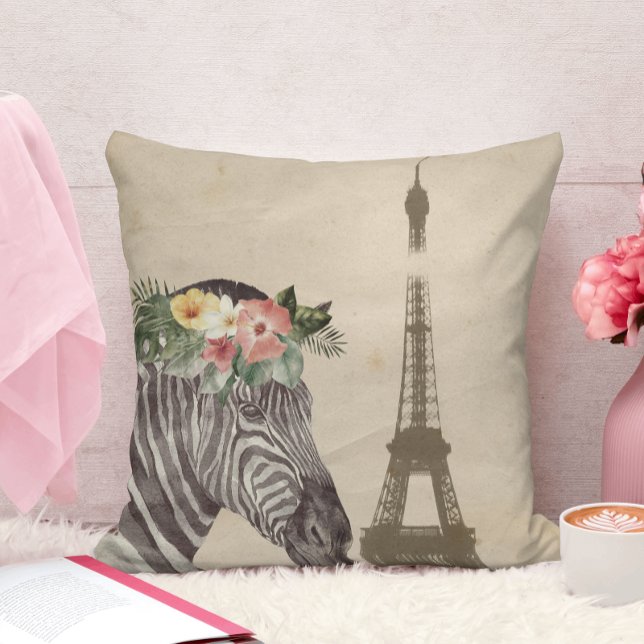 Fancy Zebra & Eiffel Tower  Cushion (Creator Uploaded)
