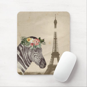 Fancy Zebra & Eiffel Tower Mouse Mat