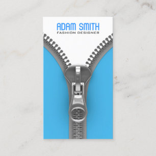 Fancy Zipper Elegant Fashion Designer Modern Blue Business Card