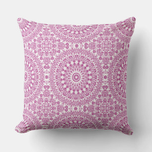Fandango on White Mandala Kaleidoscope Medallion Cushion