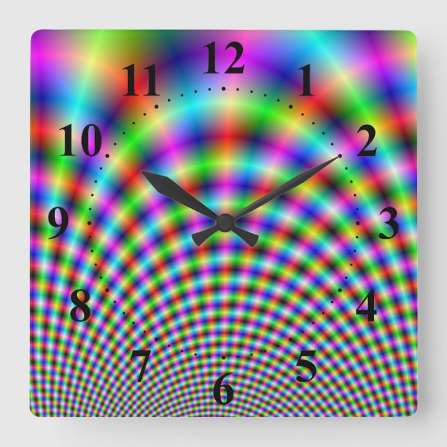 Fanfare in Neon Lights Square Wall Clock (Front)