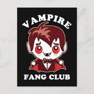 Fang Club   Funny Pun And Cute Vampire Postcard