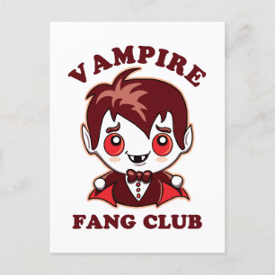 Fang Club   Funny Pun And Cute Vampire Postcard