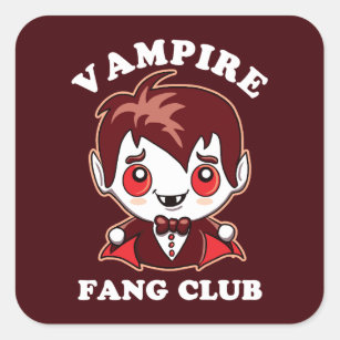 Fang Club   Funny Pun And Cute Vampire Square Sticker