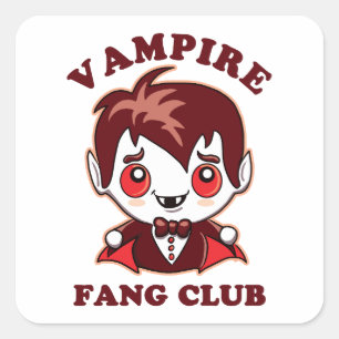 Fang Club   Funny Pun And Cute Vampire Square Sticker