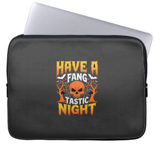 Fang-Tastic Night Halloween Skull and Bats Laptop Sleeve