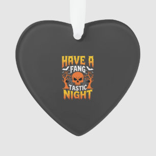 Fang-Tastic Night Halloween Skull and Bats Ornament