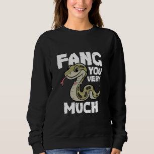 Fang You Very Much Pun Cute Cartoon Snake Funny Re Sweatshirt