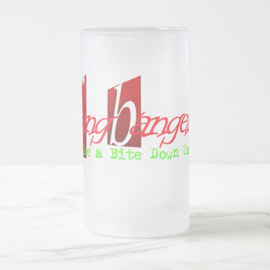 FangBangers Take a Bite Down Under Glass Frosted Glass Beer Mug