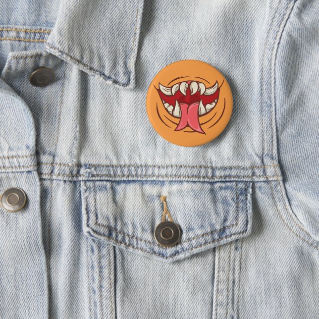 Fanged Monster Mouth 6 Cm Round Badge (In Situ)