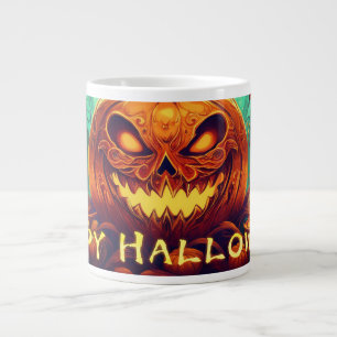 Fanged Pumpkin Candles Glow Halloween Art Large Coffee Mug
