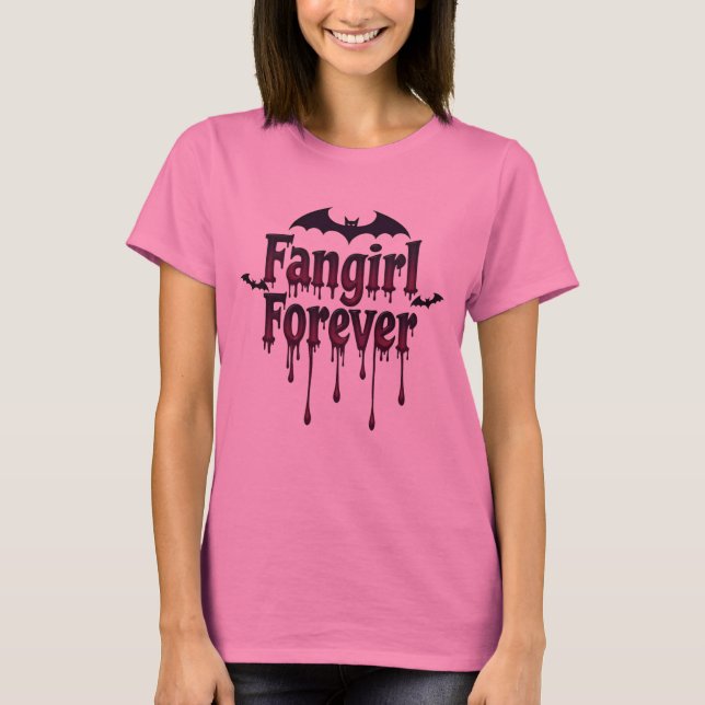 Fangirl Forever Gothic Vampire Bat T-Shirt Design  (Front)