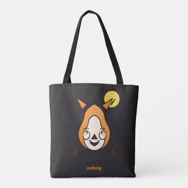  Fangs For Nothing Cute Fox Vampire Halloween Pun Tote Bag (Back)
