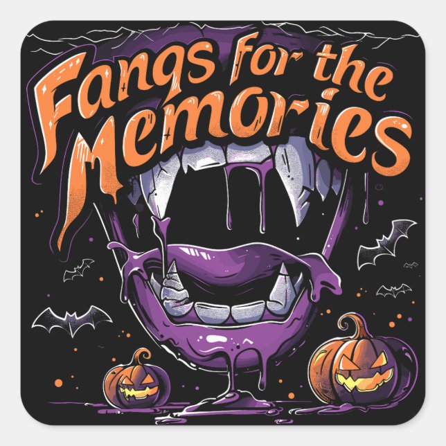 Fangs for the Memories | ExDesigner | Halloween Square Sticker (Front)
