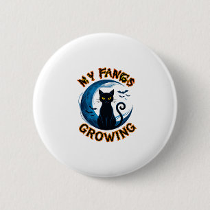 Fangs Growing Halloween Black Cat Blue Moon Bats_1 6 Cm Round Badge