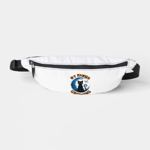 Fangs Growing Halloween Black Cat Blue Moon Bats_1 Bum Bags