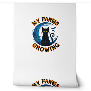 Fangs Growing Halloween Black Cat Blue Moon Bats_1 Wallpaper