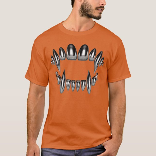 Fangs Horror Goth Bling Grill Retroeeth Vampireank T-Shirt (Front)