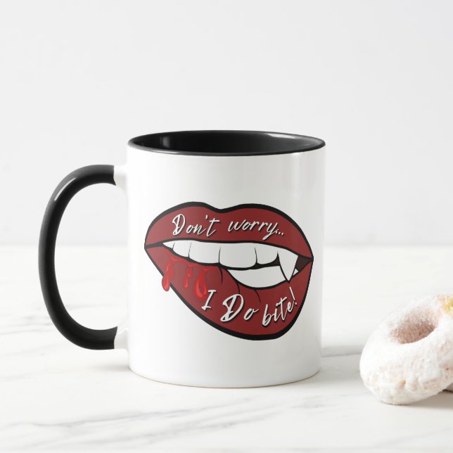 Fangs - I Do Bite Mug (With Donut)