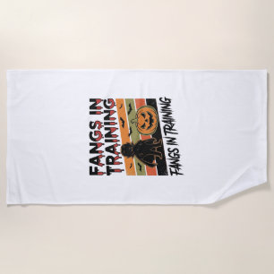 Fangs in Training Funny Vampire Halloween Shirt Beach Towel