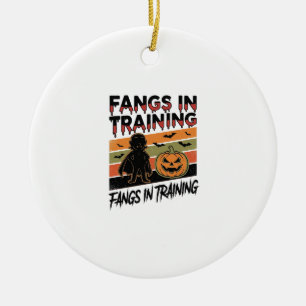 Fangs in Training Funny Vampire Halloween Shirt Ceramic Tree Decoration