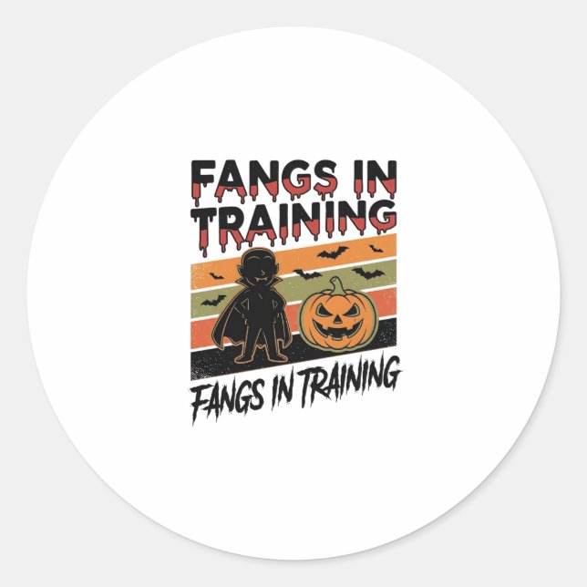 Fangs in Training Funny Vampire Halloween Shirt Classic Round Sticker (Front)