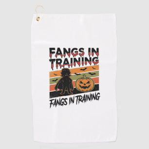 Fangs in Training Funny Vampire Halloween Shirt Golf Towel
