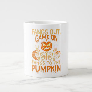 Fangs Out Game On Pumpkin Sports Halloween Large Coffee Mug