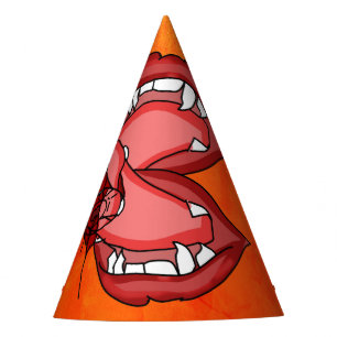 Fangs Unleashed: A Vampire’s Fierce Expression Party Hat