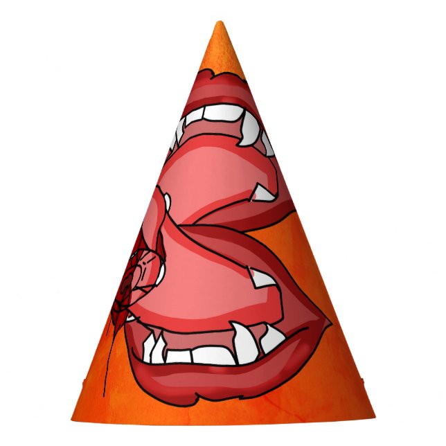 Fangs Unleashed: A Vampire’s Fierce Expression Party Hat (Front)