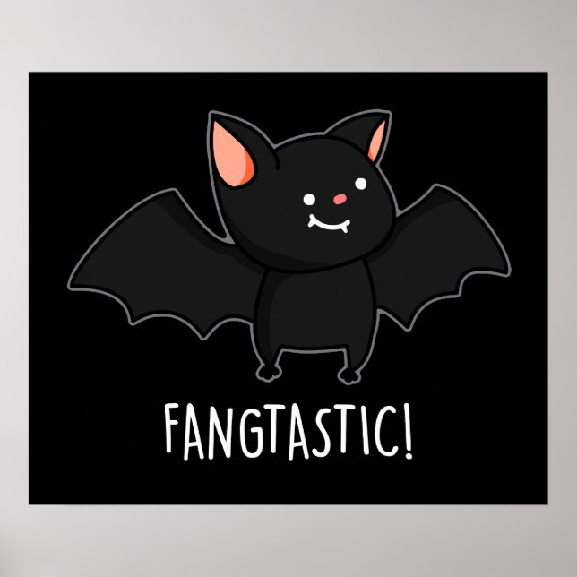 Fangtastic Funny Halloween Pun Dark BG Poster (Front)