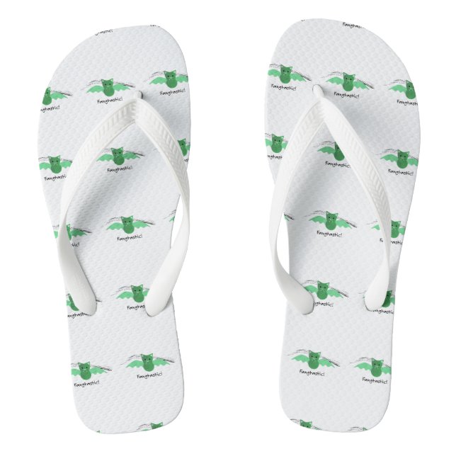 Fangtastic Green Bat Flip Flops (Footbed)