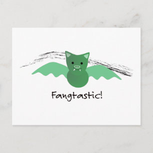 Fangtastic Green Bat Holiday Postcard