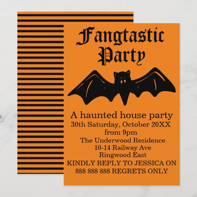 FANGTASTIC HALLOWEEN PARTY INVITATION (Front/Back)