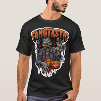 Fangtastic zombie jackolanterns scary T-Shirt