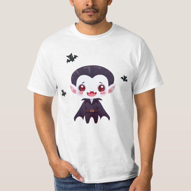 Fangtastically Cute Halloween Vampire T-Shirt (Front)