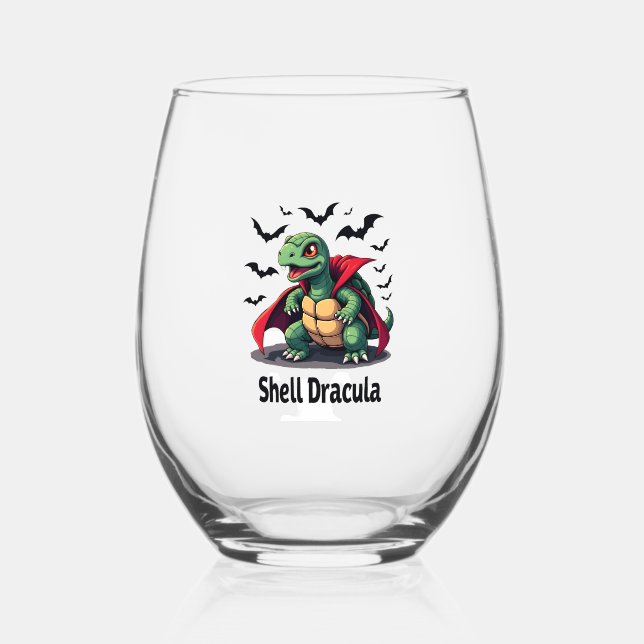 Fangy Turtle Stemless Wine Glass (Front)